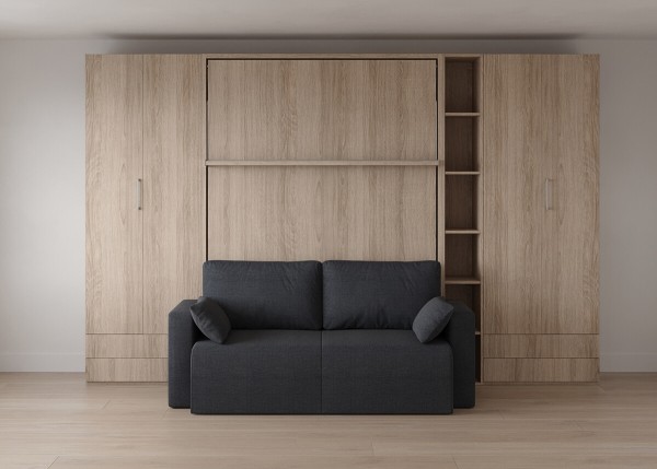 Royal Queen Wall Bed with Sectional Sofa and Bookcase Set 10