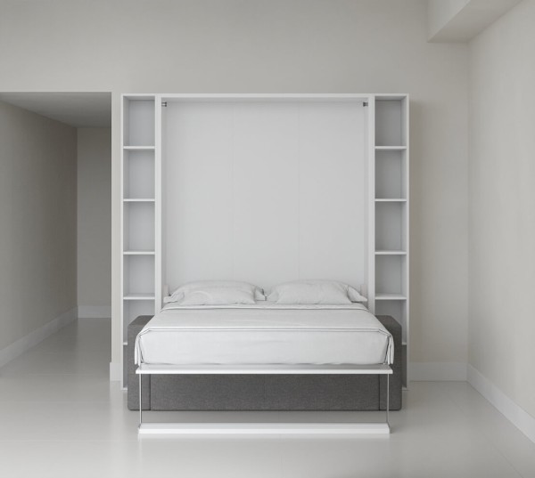 Royal Queen Wall Bed with Sectional Sofa and Bookcase Set 27