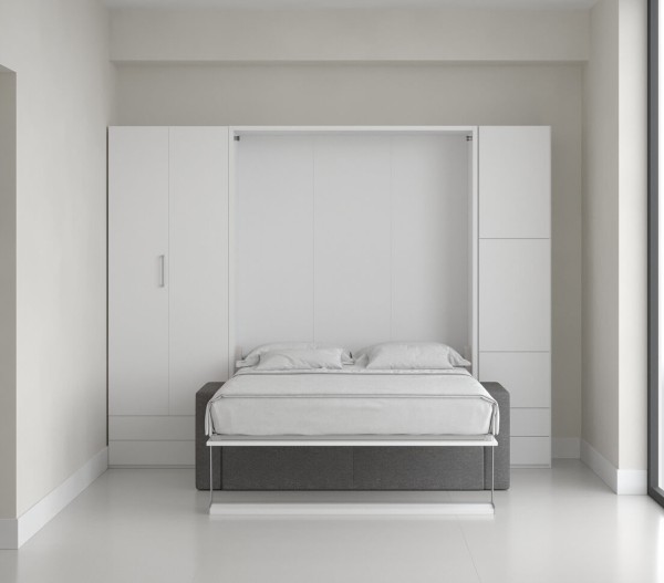 Royal Queen Wall Bed with Sectional Sofa and Bookcase Set 29