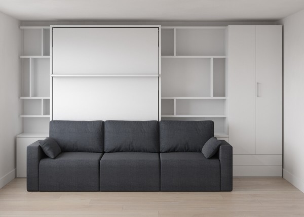 Royal Queen Wall Bed with Sectional Sofa and Bookcase Set 3