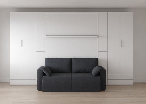 Royal Queen Wall Bed with Sectional Sofa and Bookcase Set 5