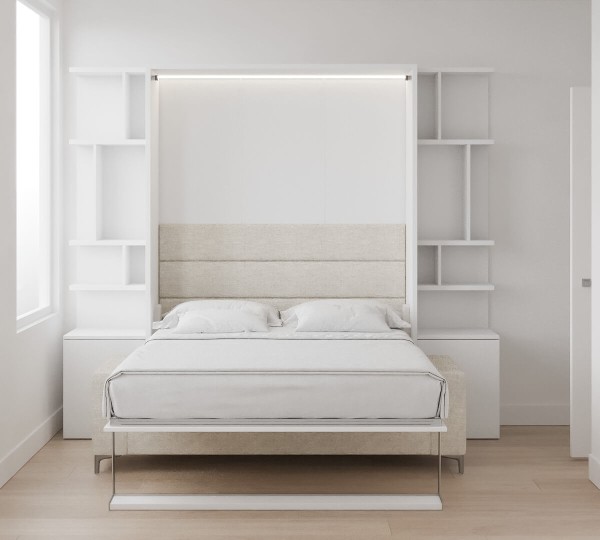 Royal Queen Wall Bed with Sectional Sofa and Bookcase Set 70