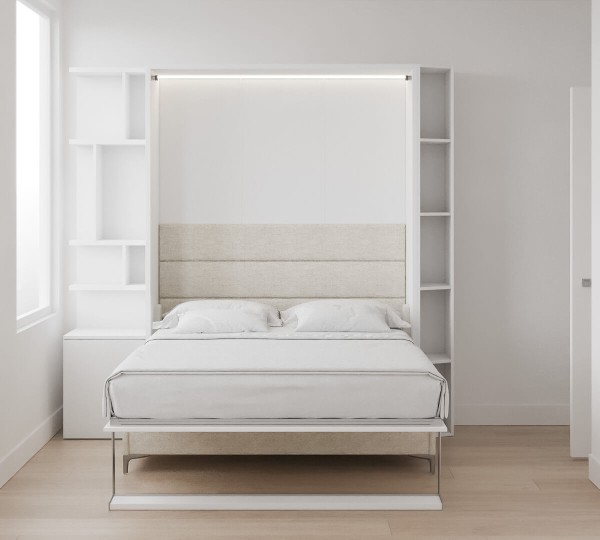 Royal Queen Wall Bed with Sectional Sofa and Bookcase Set 72