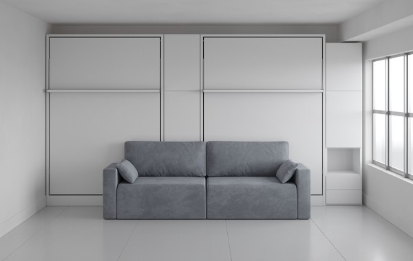 Royal Queen Wall Bed with Sectional Sofa and Convertible Wardrobes 2