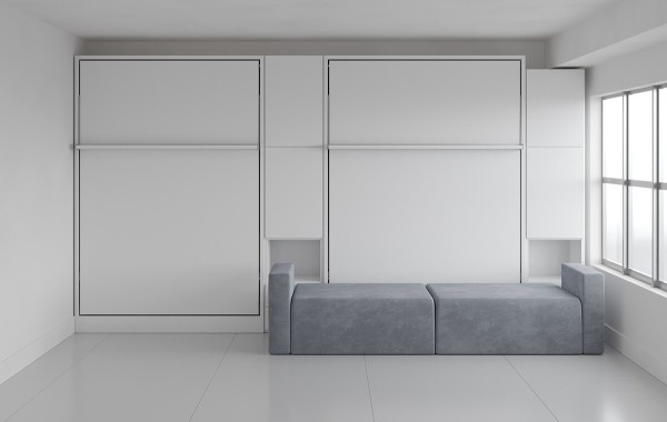 Royal Queen Wall Bed with Sectional Sofa and Convertible Wardrobes 4