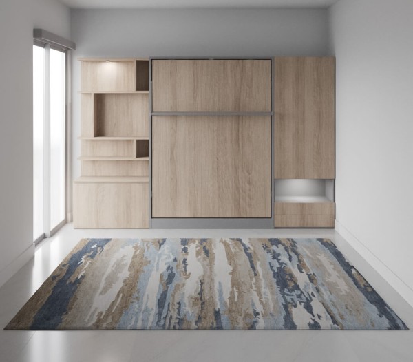 Royal Queen Wall Bed With Bookcase and Wardrobe