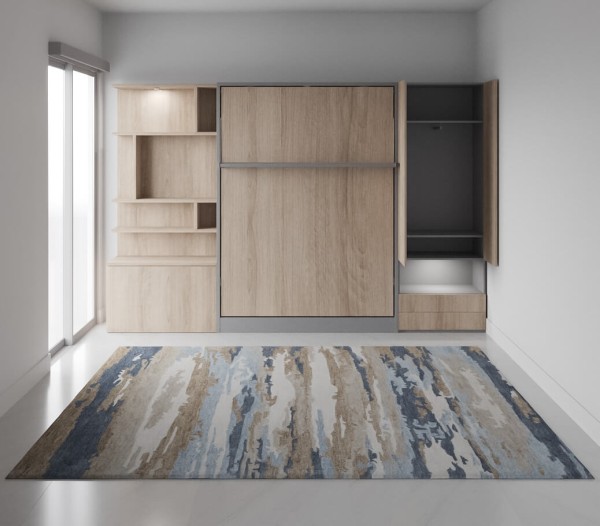 Royal Queen Wall Bed with Wardrobe Bookcases 6