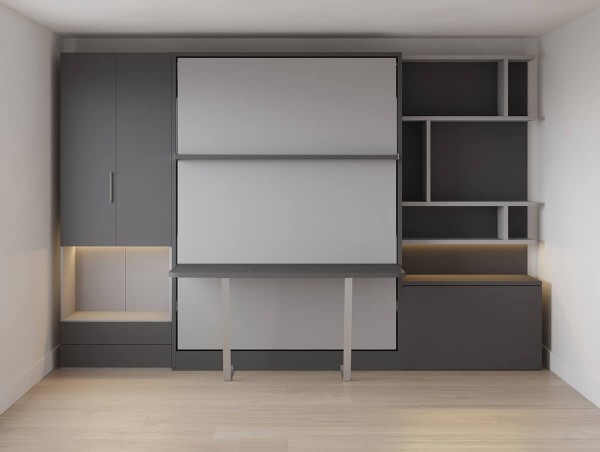 Royal Queen Wall Bed with Wardrobe Bookcases and Desk 3