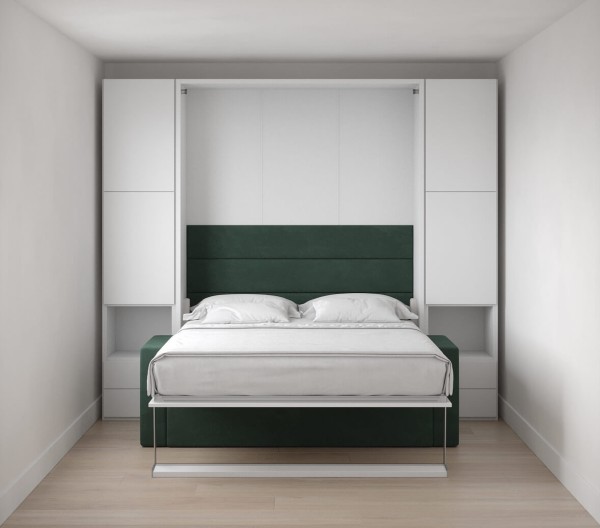 Royal Queen Wall Bed with Wardrobe and Sectional Sofa 1