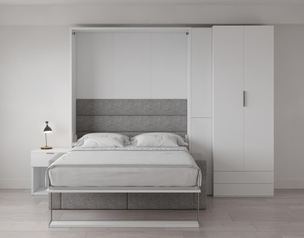 Royal Queen Wall Bed with Wardrobe and Sectional Sofa 22