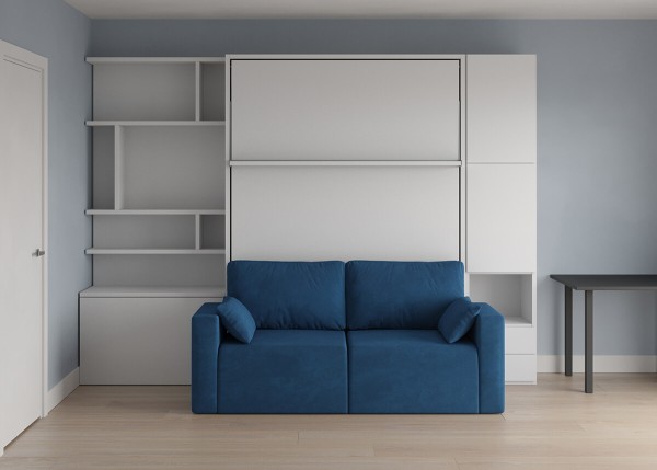 Royal Queen Wall Bed with Wardrobes Bookcase and Sofa 1