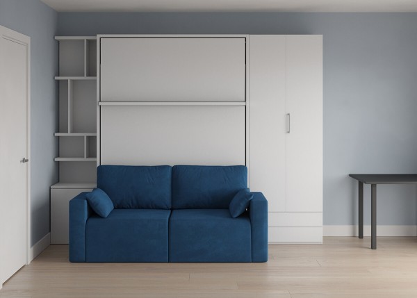 Royal Queen Wall Bed with Wardrobes Bookcase and Sofa 2