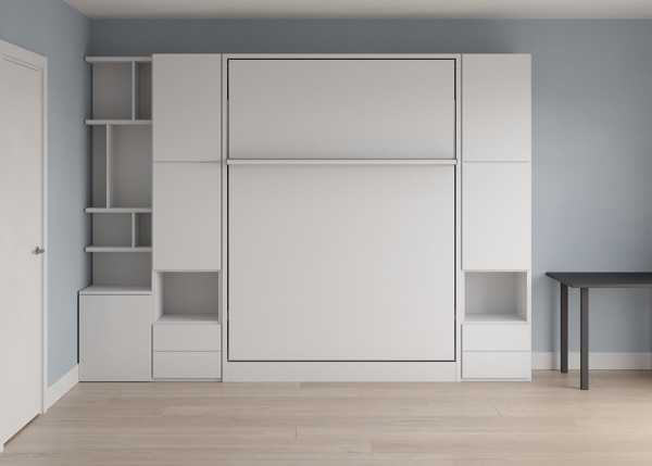 Royal Queen Wall Bed with Wardrobes Bookcase and Sofa 3