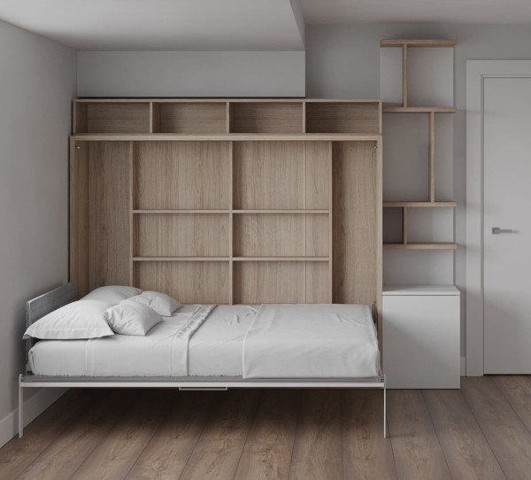 Spazio Full Size Wall Bed with Bookcase 4