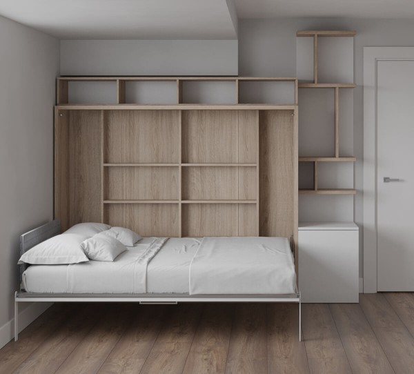 Spazio Full Size Wall Bed with Bookcase 6