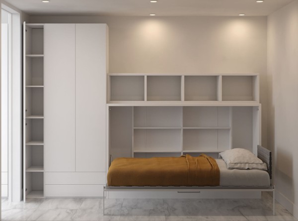 Spazio Twin Size Wall Bed with Wardrobe 1