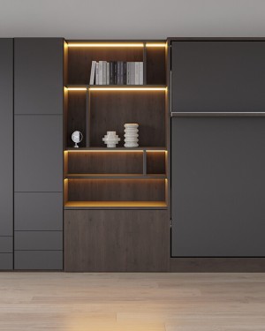 D - Royal Queen Wall Bed with Bookcase and Wardrobe