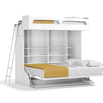 Castello Twin Over Full Wall Bunk Bed with Desk