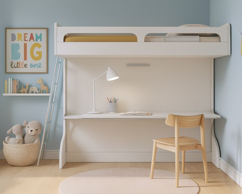 Castello Twin Over Full Wall Bunk Bed with Desk