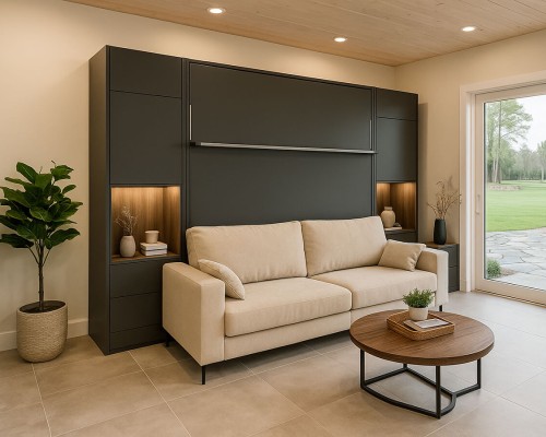 Detail shot of the Royal King Murphy Bed bed inspired by Bay Area design.