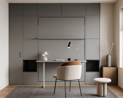 Royal Queen Wall Bed With Desk